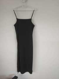 sukienka midi na ramiączkach H&M M czarna sukienka