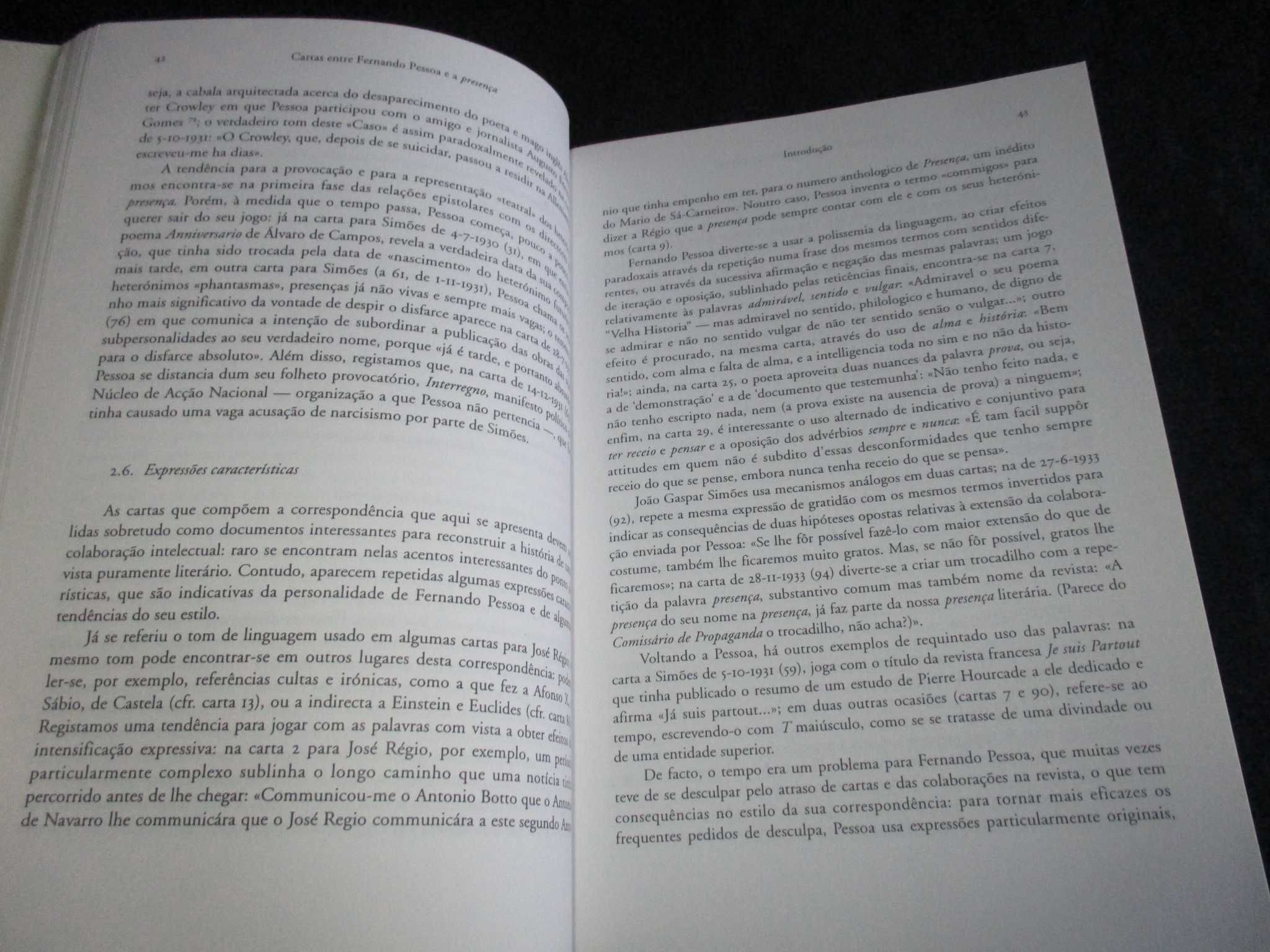 Livro Cartas entre Fernando Pessoa e os directores da Presença