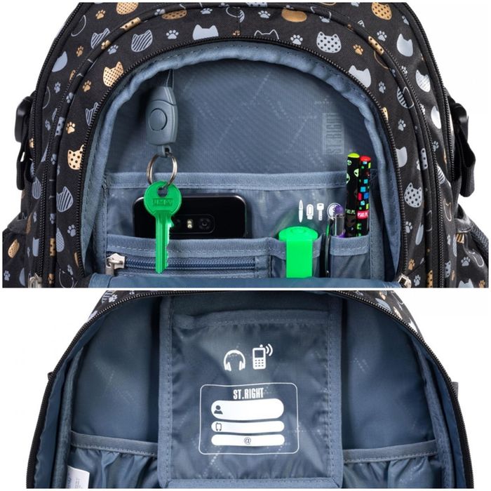 Plecak i piórnik  ST.RIGHT złote kotki GOLDEN CATS szkolny BP58