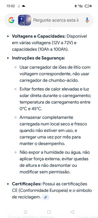 Bateria lítio 173€. Oportunidades