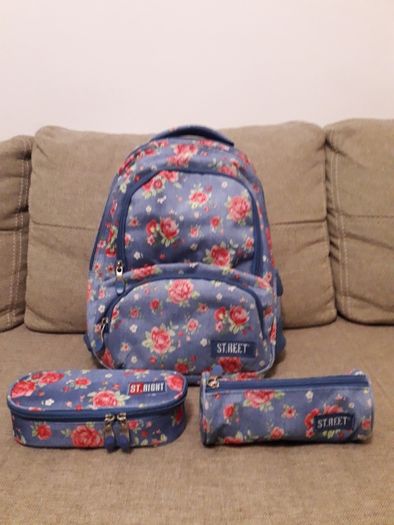 Plecak szkolny, tornister + 2 piórniki dla dziewczynki