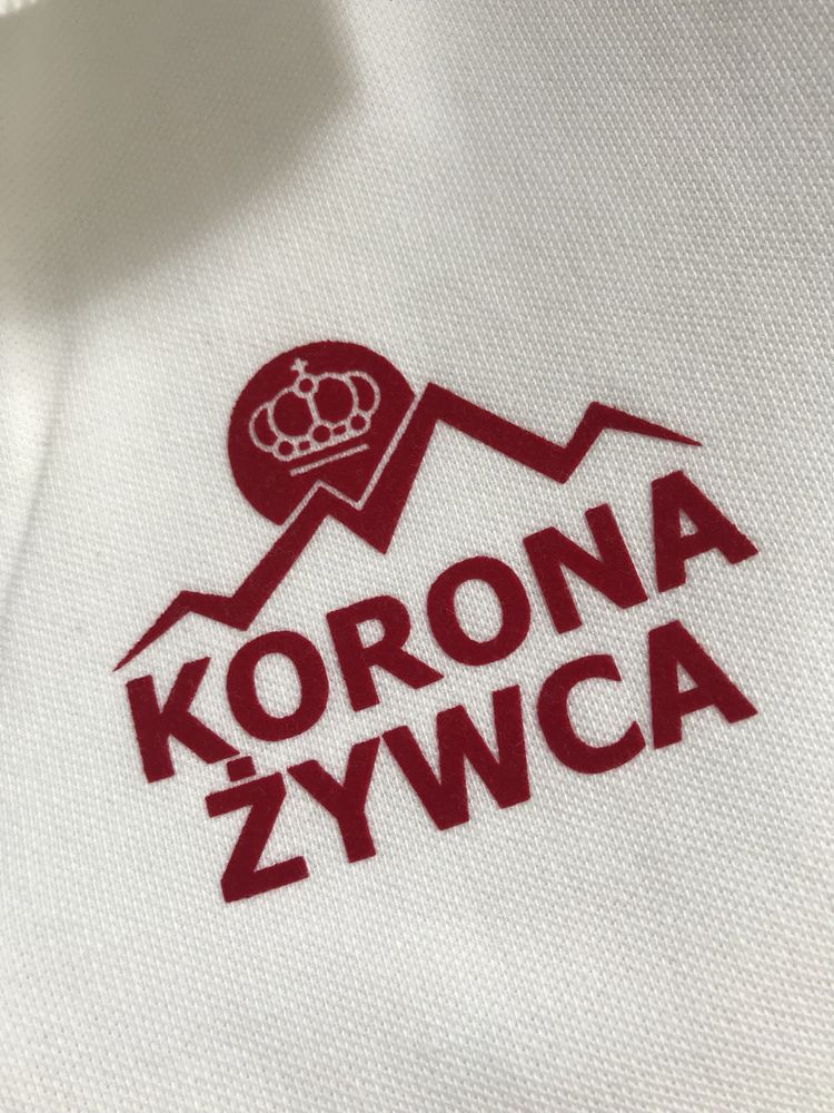 Białe polo New Wave nadruk Korona Żywca