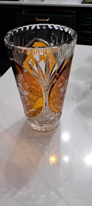 Polski Wazon Kryształowy Huta JULIA Sygnowany 21cm stan idealny
