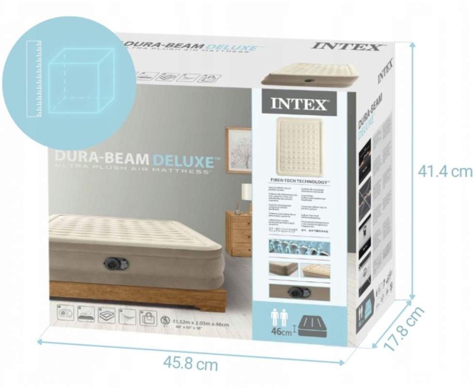 Intex 64428, надувне ліжко 203x152x46 см ULTRA PLUSH