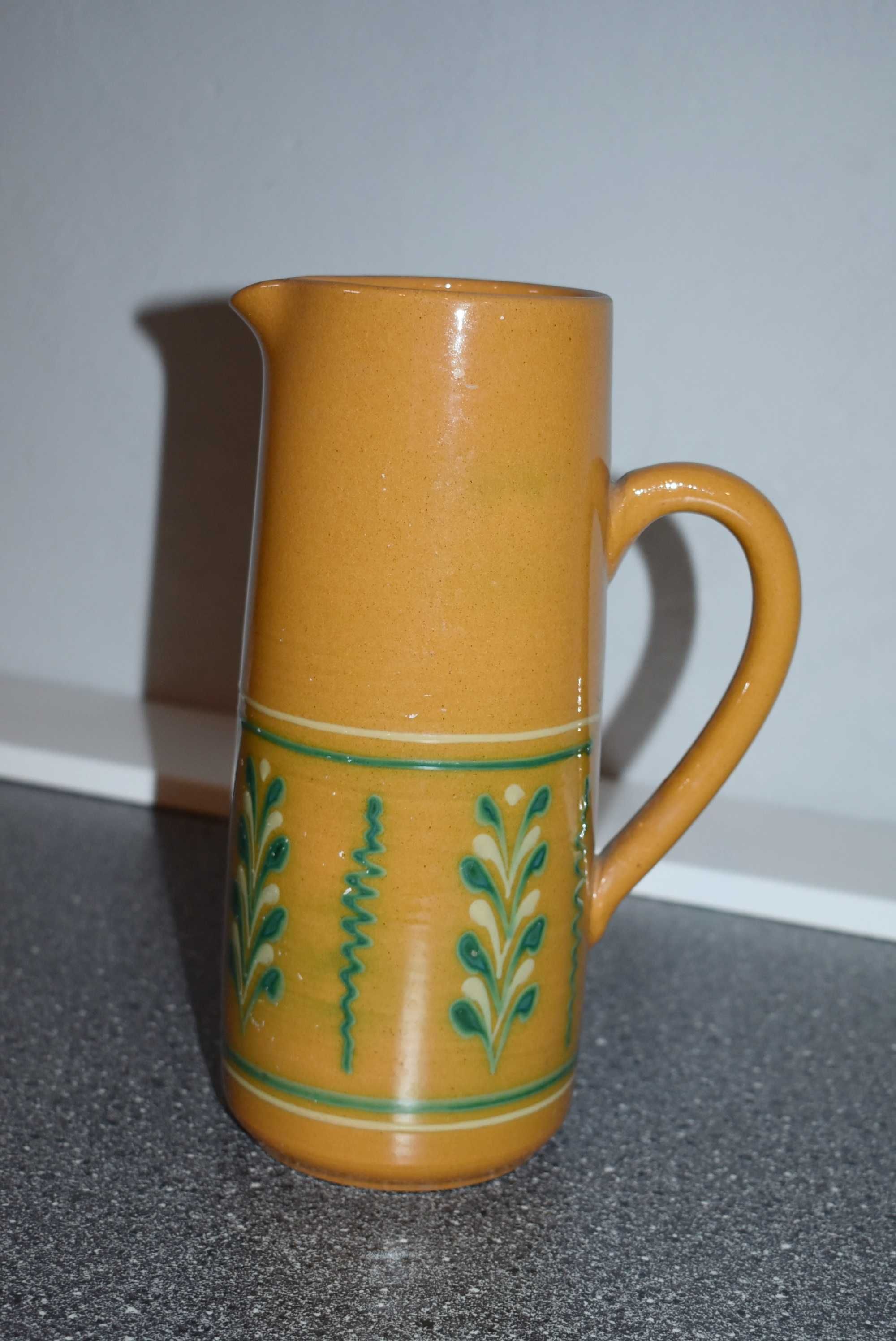 Dzbanek ceramiczny duży hand made ręcznie malowany vintage retro