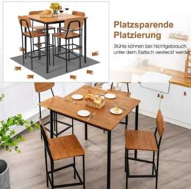 Stół do jadalni z 4 stołkami barowymi, stół90x90x90xm WADY