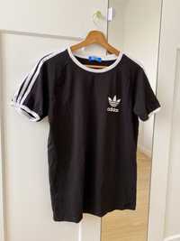 Bluzka tshirt damski Adidas czarny paski luźny M