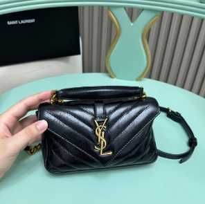Saint Laurent College Shoulder BagMatelasse Monogram Large Black
