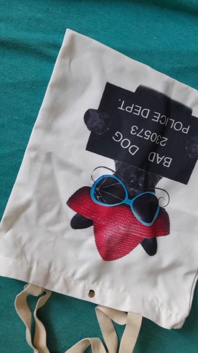 Torba, torebka shopperka biała materiałową, zapinana