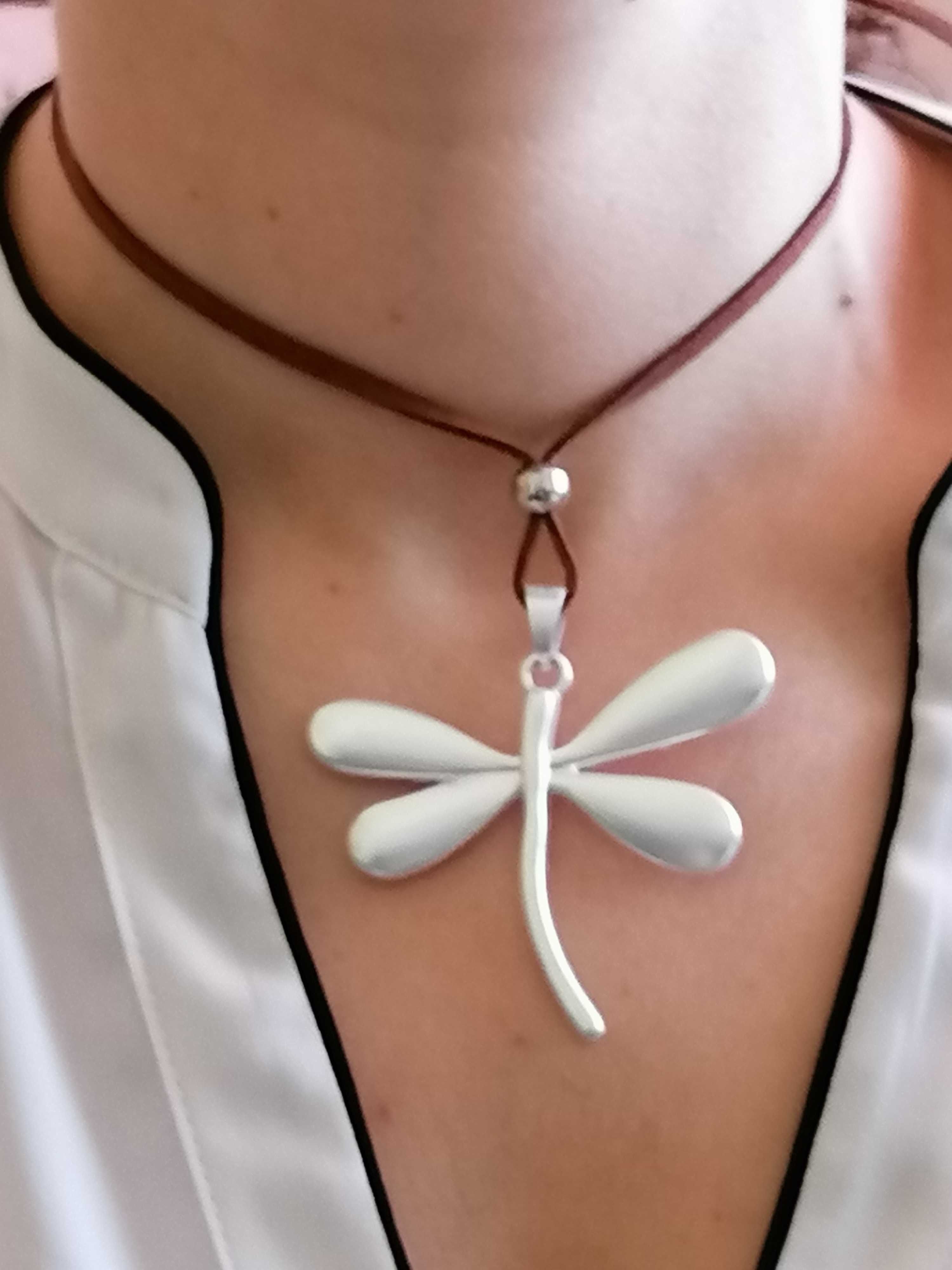 Conjunto de colar com libélula e pulseira