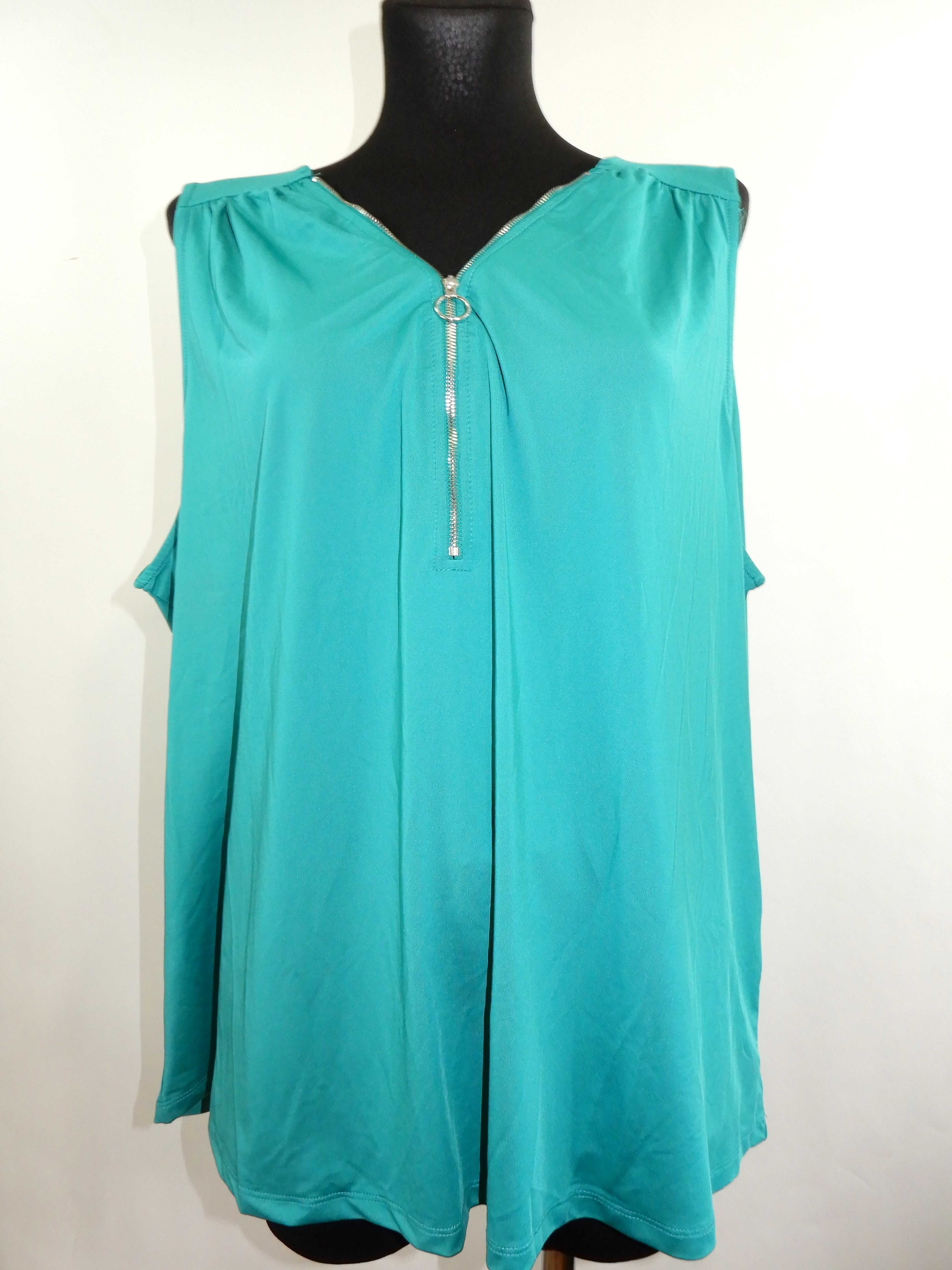Bluzka krótki rękaw elegancka zielona zamek Cellbes 54 56 7XL 8XL