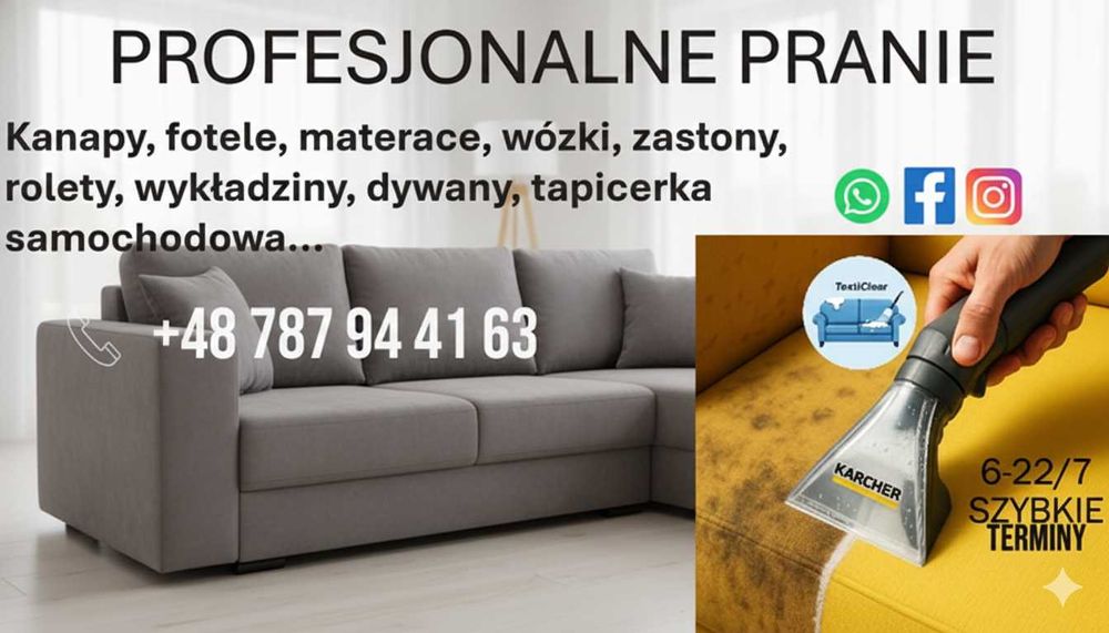 Pranie tapicerki meblowej Сzyszczenie dywanów i wykładzin Pranie sofy