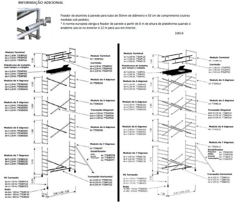 Andaime/Plataforma Profissional Certificada