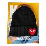 CDG Comme des Garçons nowa, czarna czapka jesień/zima beanie serce