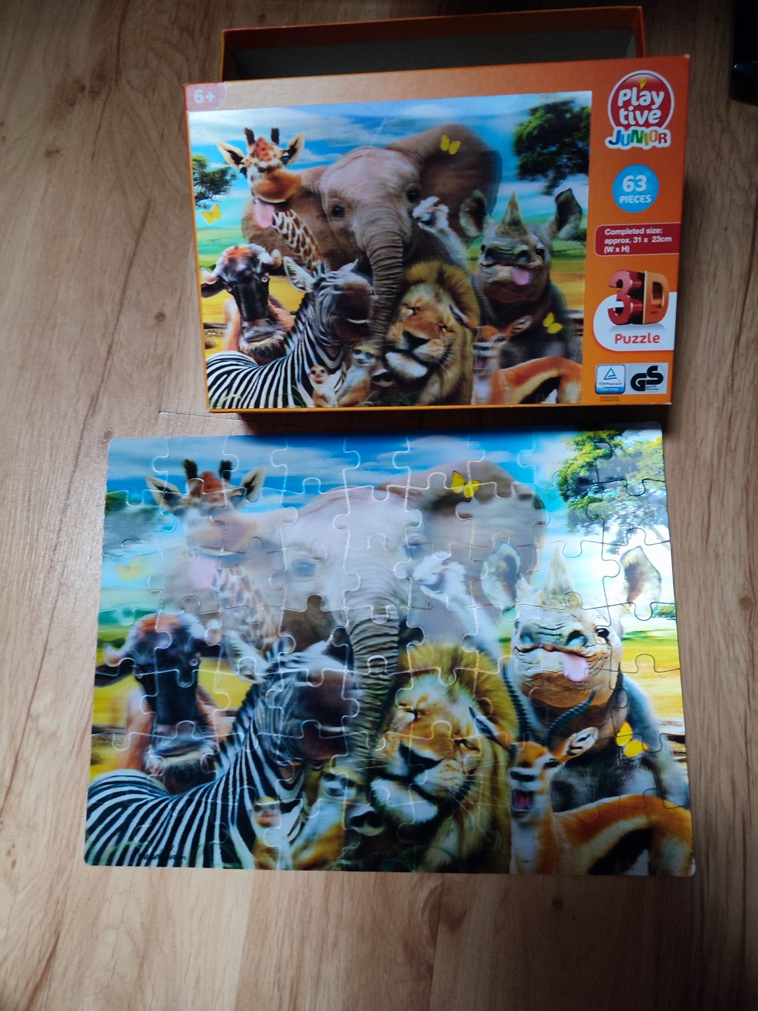 Puzzle 3d zwierzęta safari 63 elementy