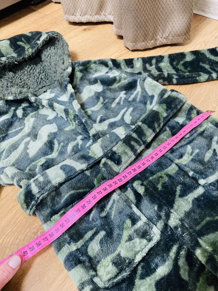 Теплый халат хаки махровый велюровый на мальчика 2 3 года