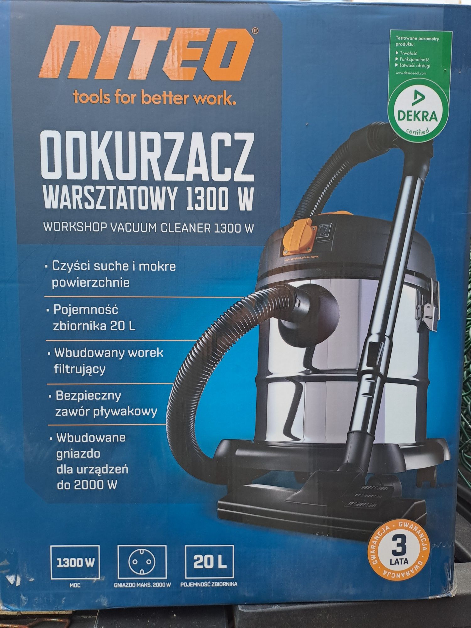 Odkurzacz przemysłowy, warsztatowy NITEO, 1300W, 20l.