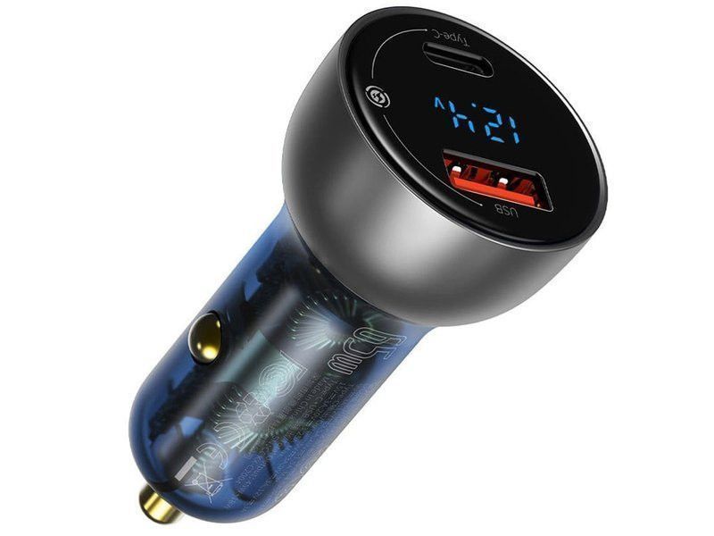 Ładowarka Samochodowa Baseus Usb/Type-C Led 65W Qc Pps Srebrna