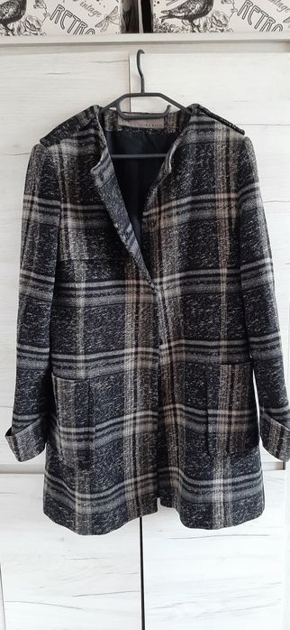 Przejściowy płaszczyk w kratę Zara Basic, rozmiar XL