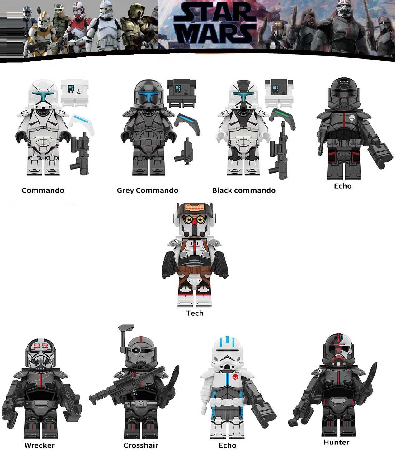 Coleção de bonecos minifiguras Star Wars nº80 (compatíveis Lego)