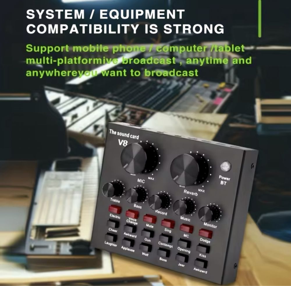Зовнішня звукова карта v8 sound card bluetooth