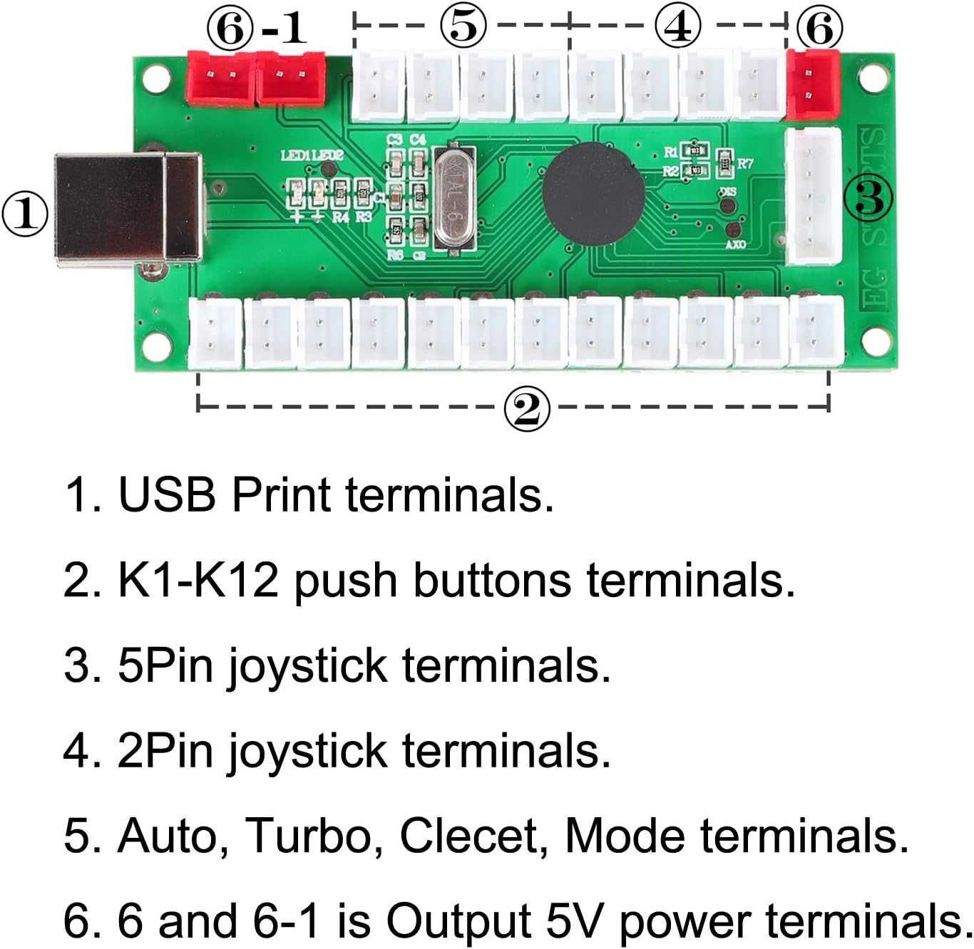 EG STARTS Zero Delai Arcade USB koder PC Gamepad Zestaw Mame Raspberry