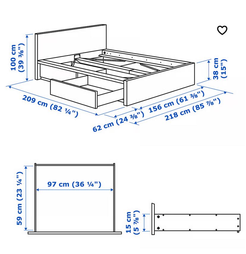 Cama Ikea 140x200 cm - com estrado e 4 gavetas