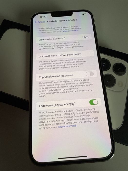 iPhone 13 Pro Max 128gb Silver Stan Idealny Bateria 100%