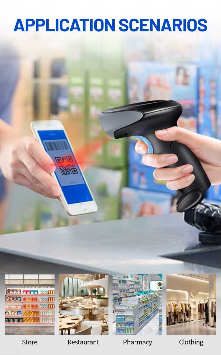 Сканер штрих-кодів EV-W213 для 1D, 2D, QR кодів, CMOS, 2.4GHz+USB