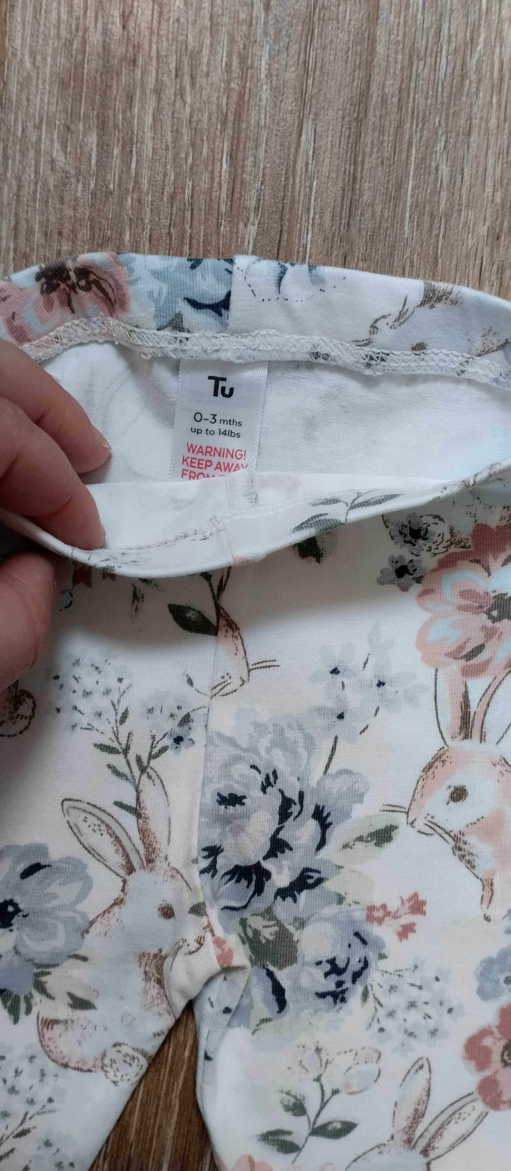 Legginsy dla dziewczynki w kwiaty r.56 TU