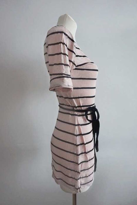 Marynarska pudrowa bluzka tunika w paski S