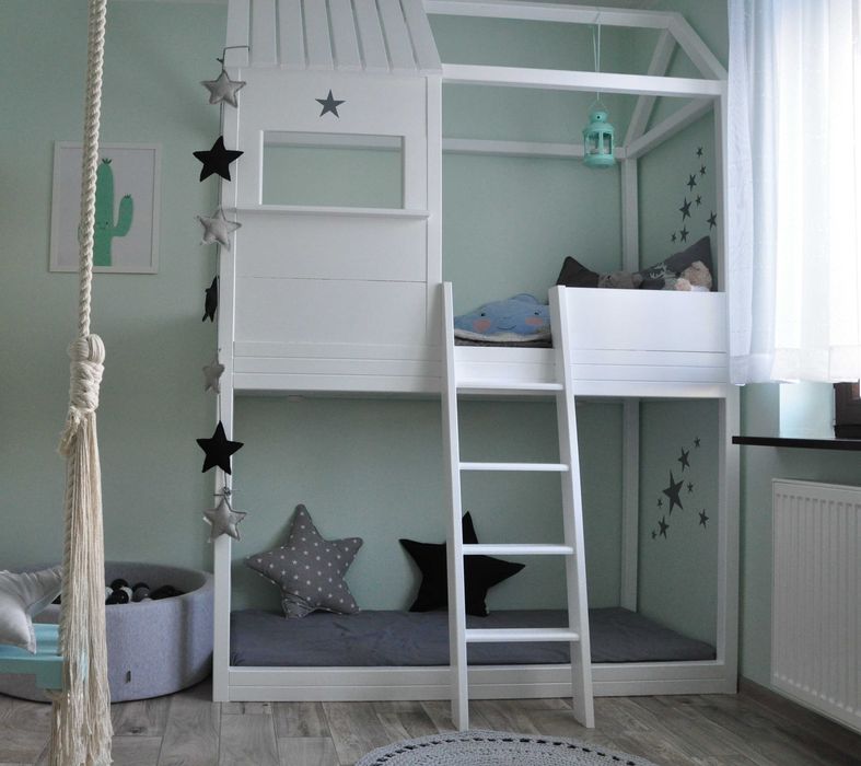 Łóżko piętrowe dziecięce z litego drewna - hand made - polecam