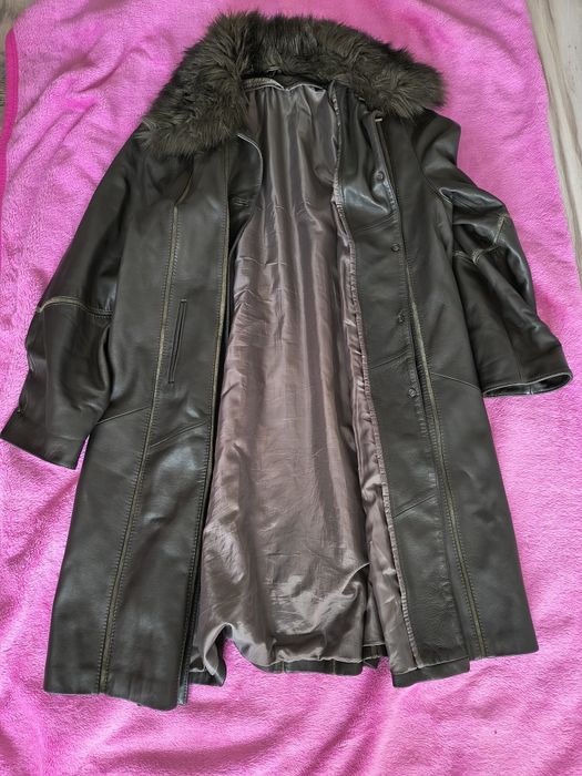 Płaszcz SKÓRA roz. 4XL/46 butelkowa zieleń