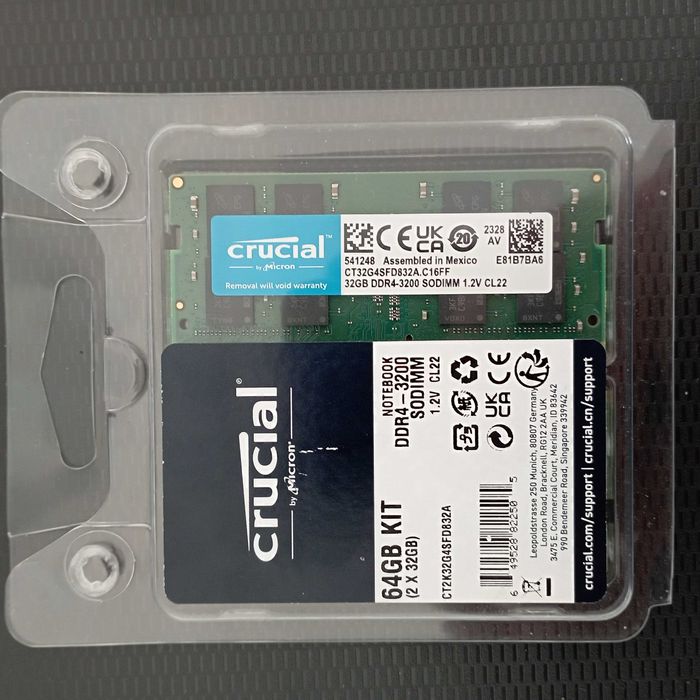 Kit Memória RAM Crucial 64GB (2x32GB) DDR4 3200MHz SODIMM