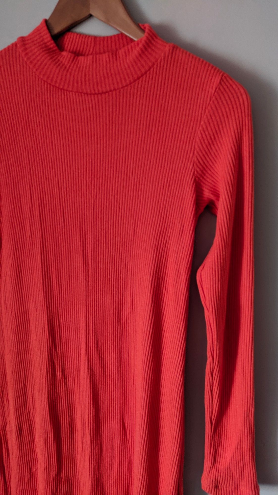 Maxi sukienka prążkowana półgolf Zara S elastyczna dopasowana prążek