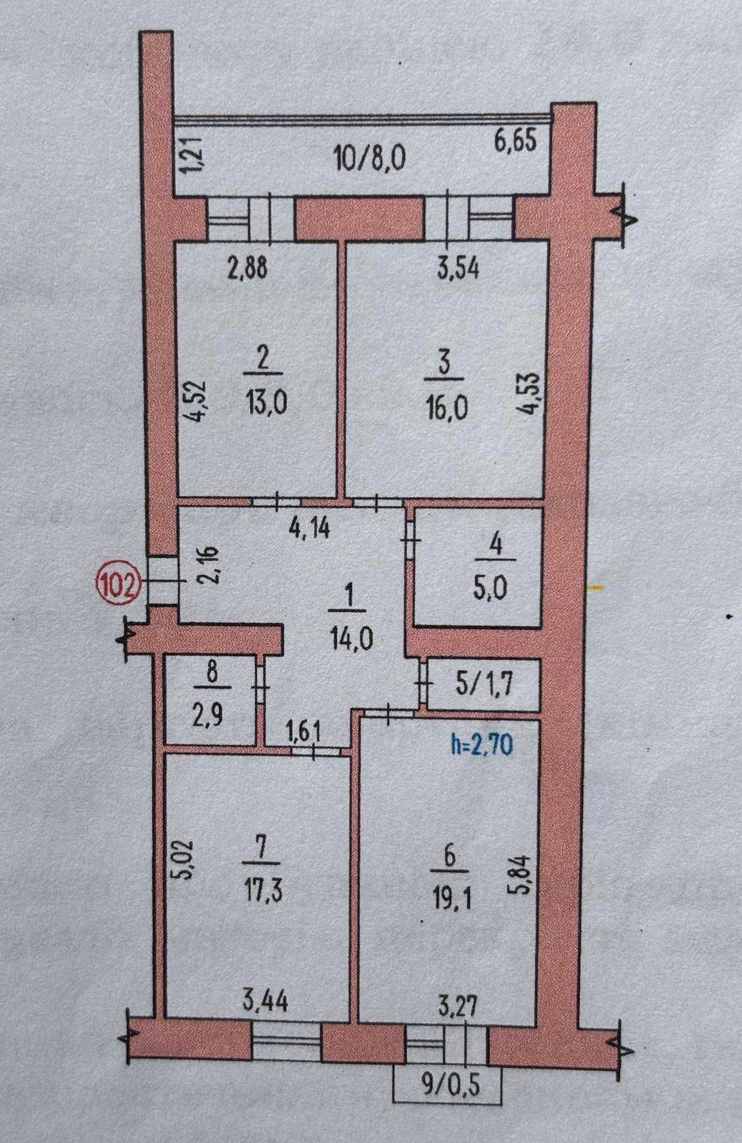 3к квартира 98 кв. м. Водопроводная, Заводской район