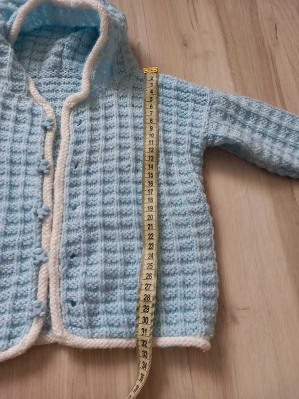 Retro sweter dziergany włóczka vintage 86 92 handmade