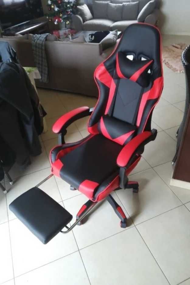 Геймерське крісло з підставкою Vecotti GT 2023 чорно-червоний