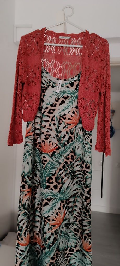 Vestido comprido de verão estampado tamanho S. Usado