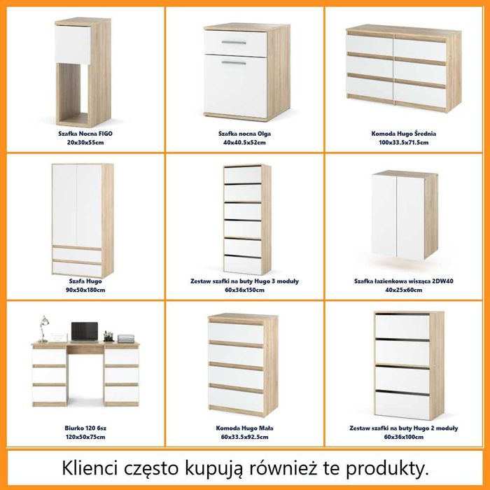 Szafka Nocna Hugo 30cm Stolik Nocny 2 Szuflady Nowoczesny Do Sypialni