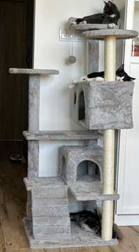 Rezerwacja Duży drapak dla kotów z legowiskiem domkiem szary 130 cm