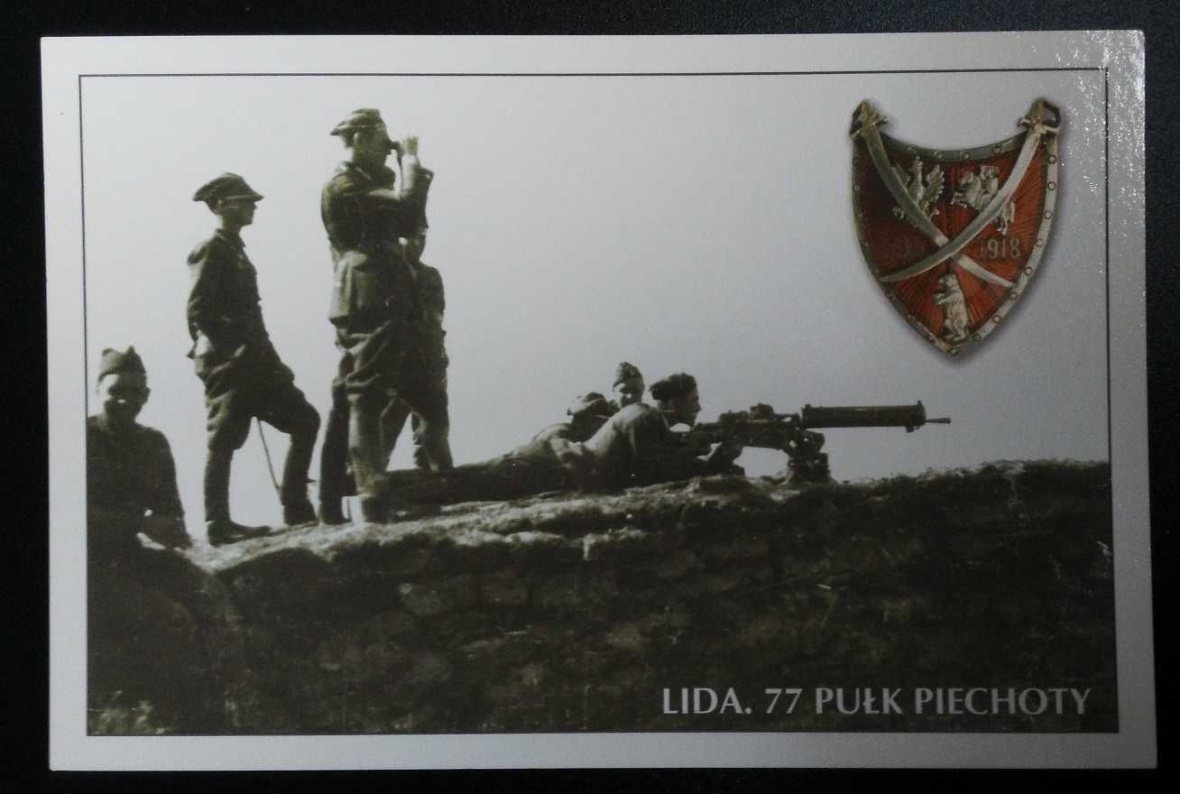 Pocztówka Militaria 77. Pułk Piechoty Lida 1935 r. reprint