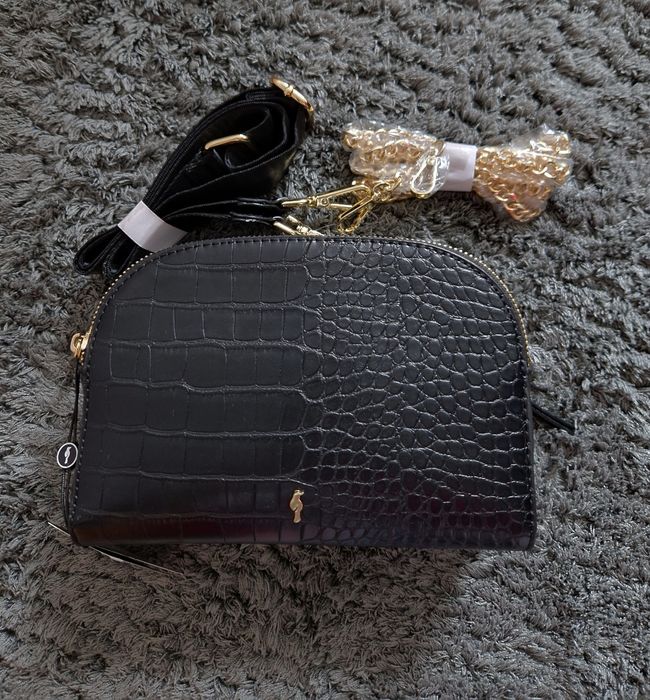 CZARNA damska/ młodzieżowa torebka OCHNIK CROCO