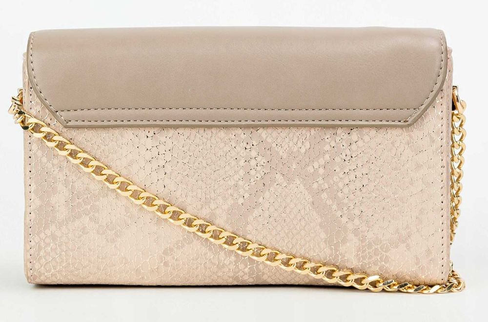 Monnari torebka listonoszka damska  na złotym łańcuszku skórzana róż