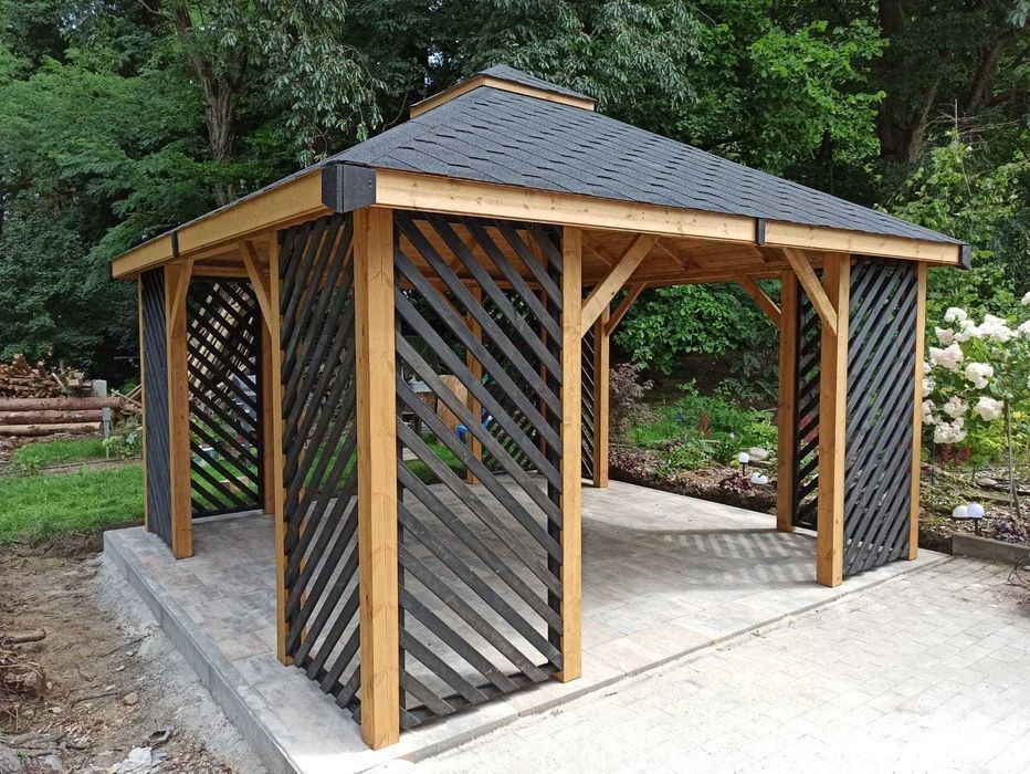 Altana altanka ogrodowa drewniana ,,Uppsala"430x430cm Nowoczesny ogród