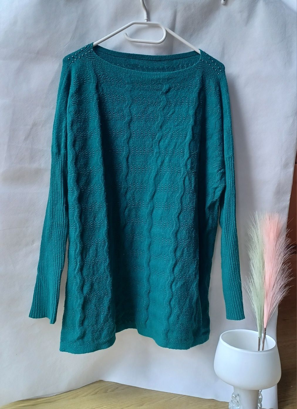Śliczny sweter sweterek Zara turkusowy niebieski zielony XL 42 L 40