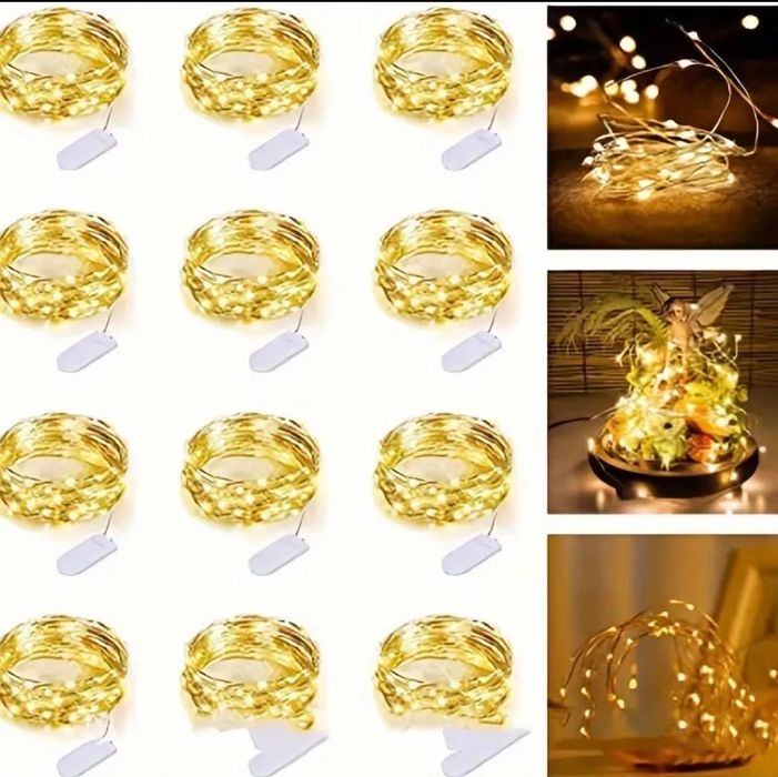 Lampki LED na drucie – 6 sztuk, 2 m, 20 LED (na baterie)