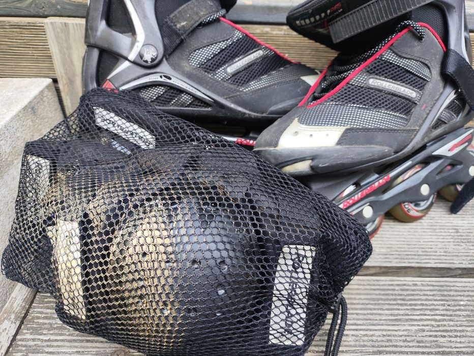 Patins Rollerblade + joelheiras + cotoveleiras