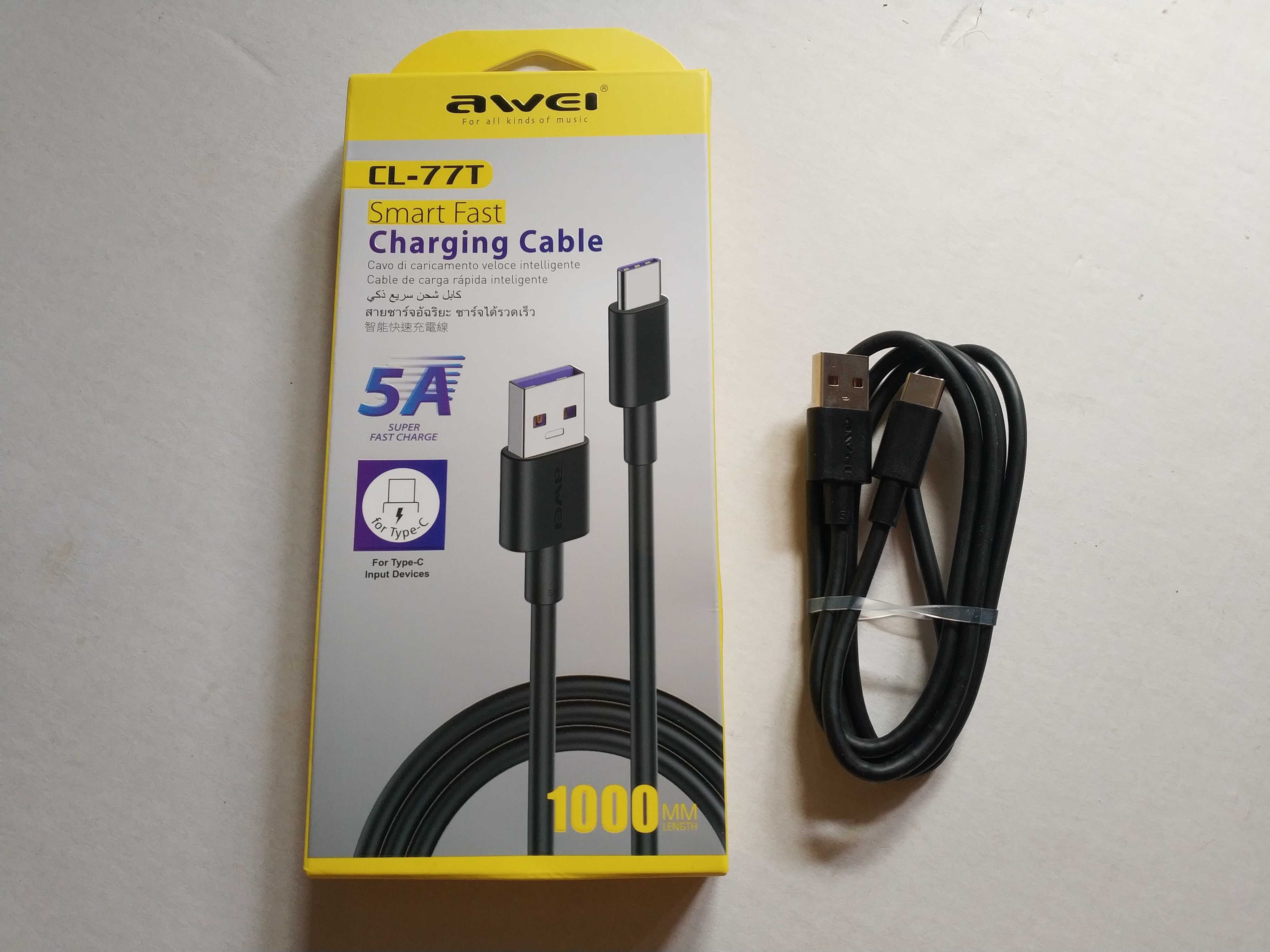 Awei CL-77T USB type-c кабель с быстрой зарядкой Huawei (5А) (1 метр)