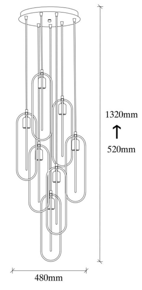 Candeeiro pendente múltiplo metal